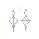 Women Paved Stone Pendant Earrings