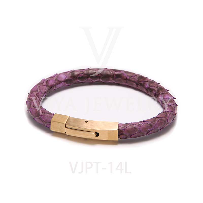 Python leather men bracelet