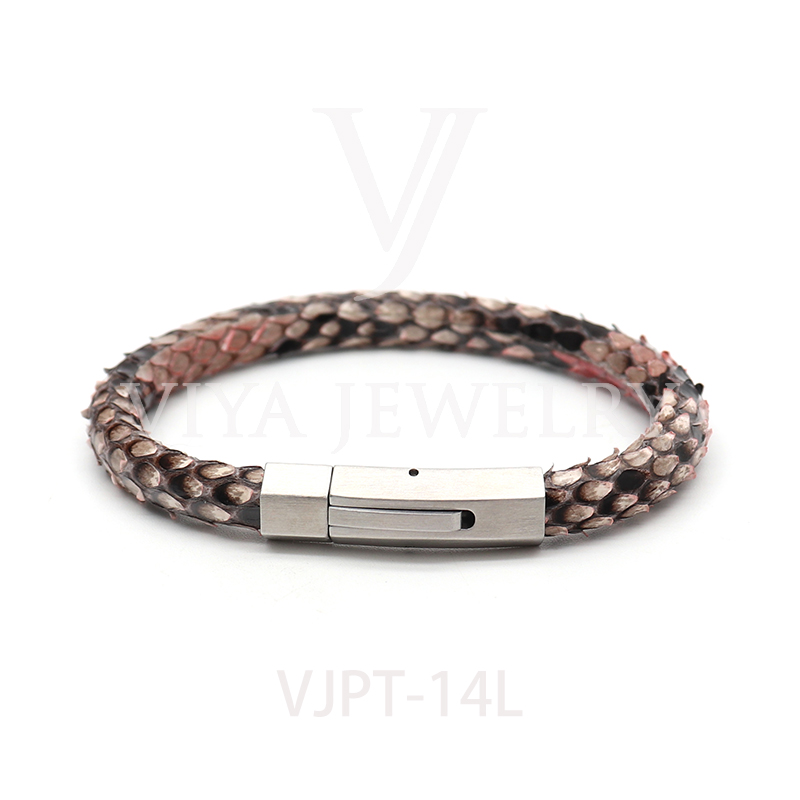 Python leather men bracelet