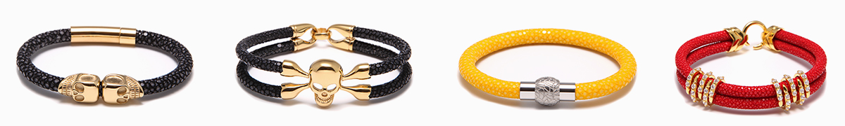Python leather men bracelet
