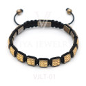 Lizard leather square beads bracelet