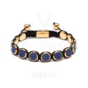 Exotic leather round beads bracelet