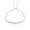 Luxury Rectangle Stainless Steel With Stone Setting Chain Bracelet 
