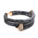 VSPT-18-GENUINE PYTHON LEATHER CORD BRACELET WITH SILVER CLASP (4)
