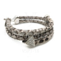 VSPT-18-GENUINE PYTHON LEATHER CORD BRACELET WITH SILVER CLASP (11)