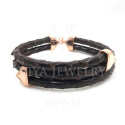VSPT-19 GENUINE PYTHON LEATHER BRACELET WITH SILVER CLASP ,THREE ROUND LEATHER MAN BRACELET (6)
