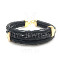 VSPT-19 GENUINE PYTHON LEATHER BRACELET WITH SILVER CLASP ,THREE ROUND LEATHER MAN BRACELET (3)