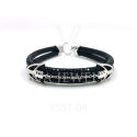 2 String Stingray Leather 925 Sterling Silver Bracelet