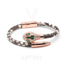 Stylish Stingray / Python Leather with Silver Snake Bracelet