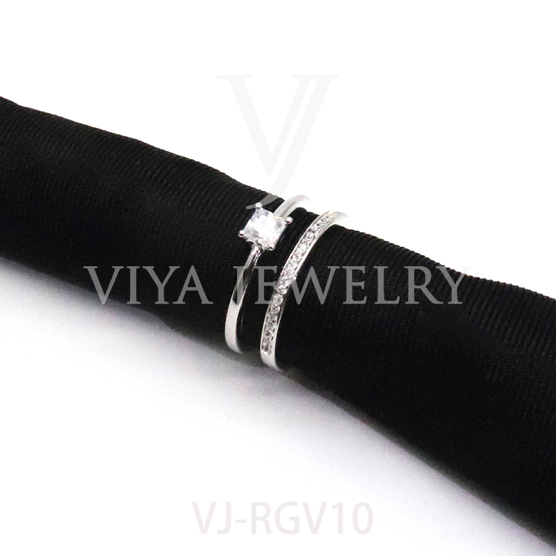 Women Sterling Silver Double ring