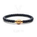 Braided Lamb skin leather magnetic bracelet