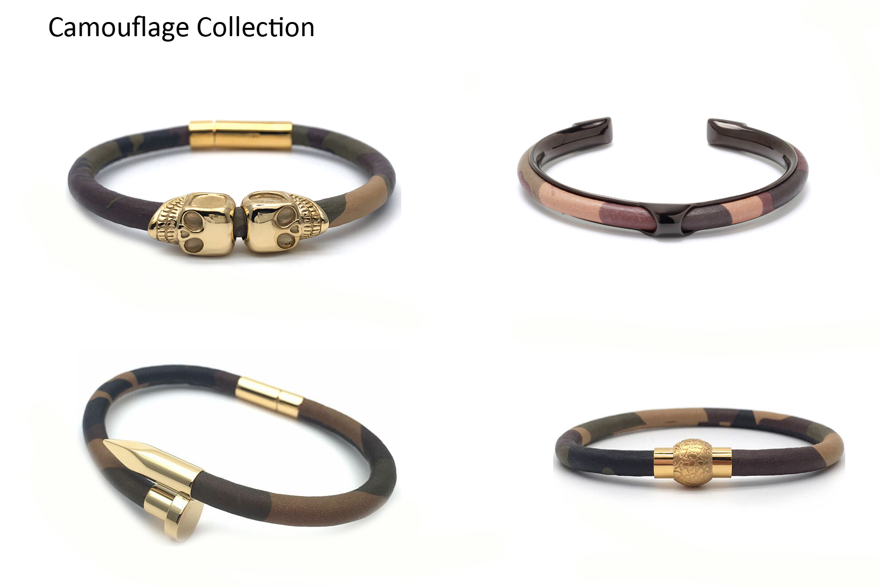 Stylish Camouflage Leather Custom Bracelets