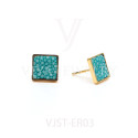 Classic square leather ear studs