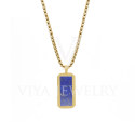 Luxury Gemstone Necklace Stainless Steel Chain with Natural Blue Lapis