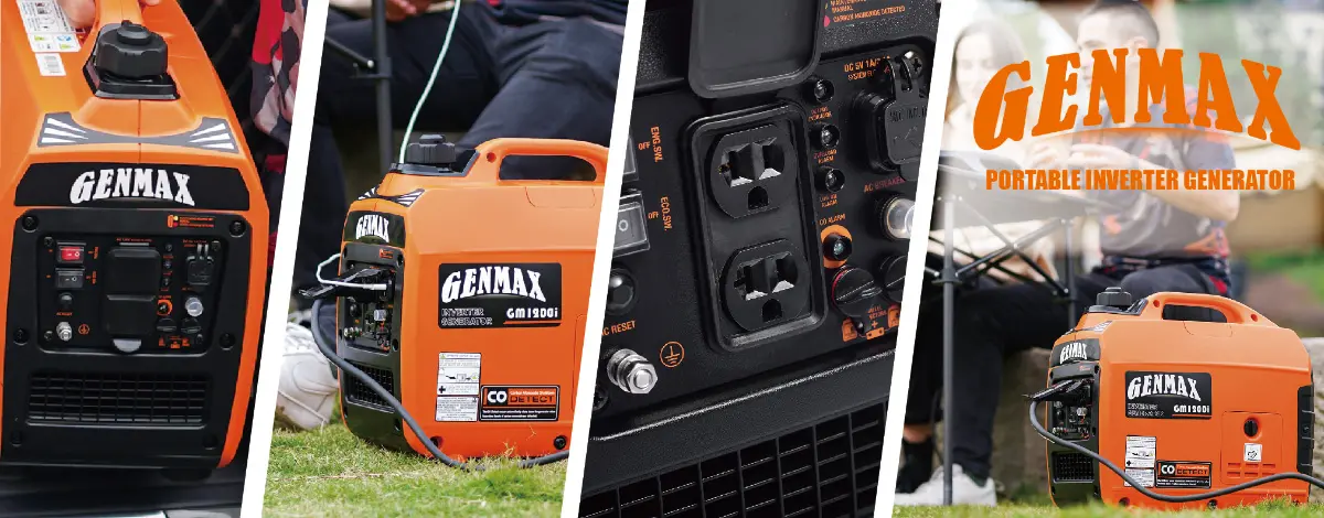  GENMAX Generador inversor portátil, motor de gas ultra  silencioso de 1200 W, cumple con la EPA, función de modo ecológico,  ultraligero para uso doméstico de respaldo y campamento (GM1200i) : Patio