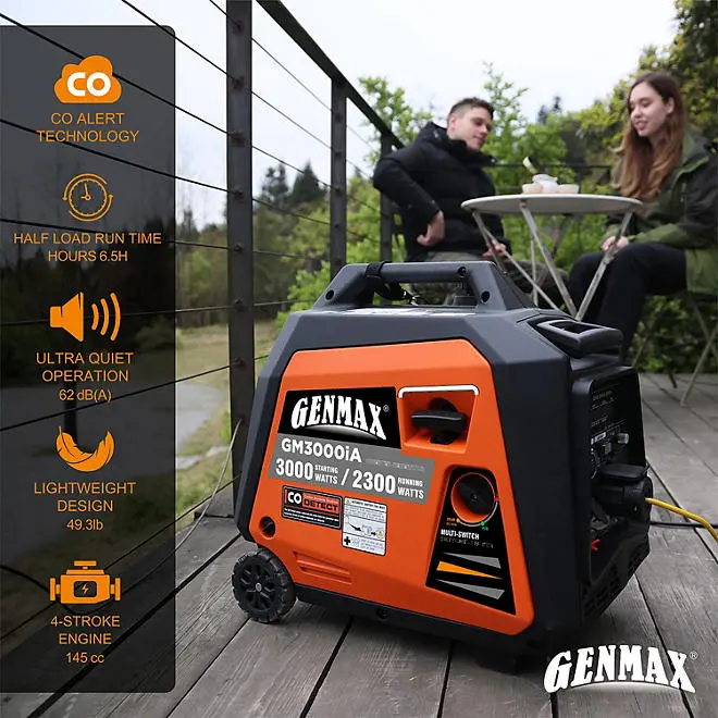 GENMAX GM3000iA 3000 Watt Portable Inverter Generator - CO