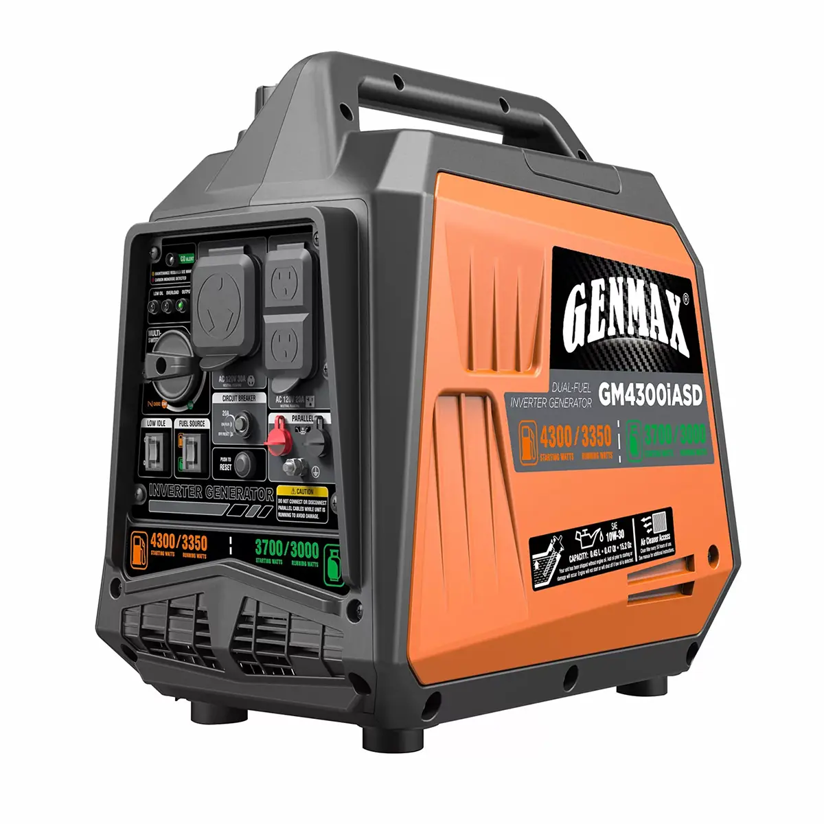 Genmax GM4300iASD 4300-Watt Dual Fuel Portable Inverter Generator