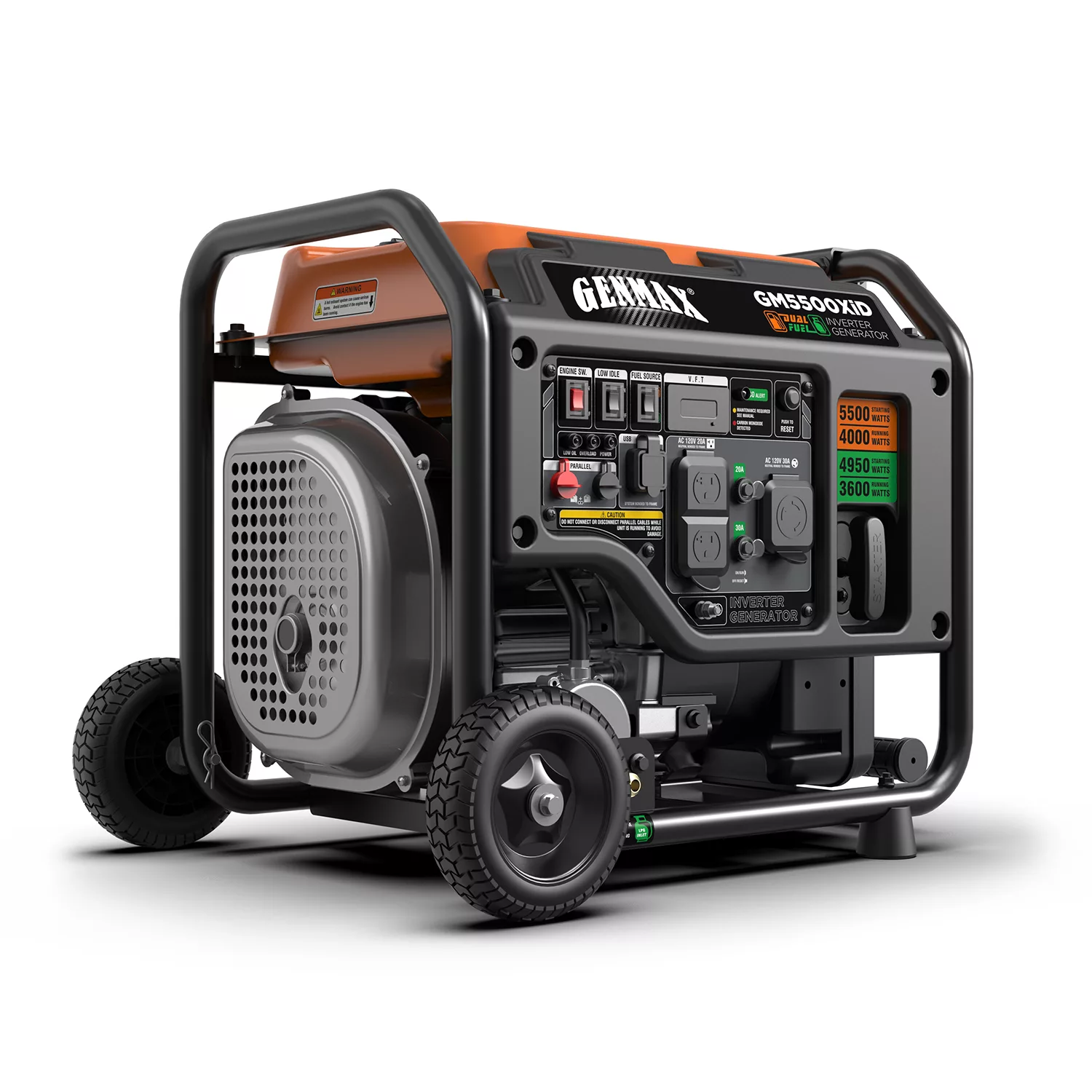 GENMAX GM5500XiD 5500/4000 Watt Dual Fuel Powered Inverter Generator ...