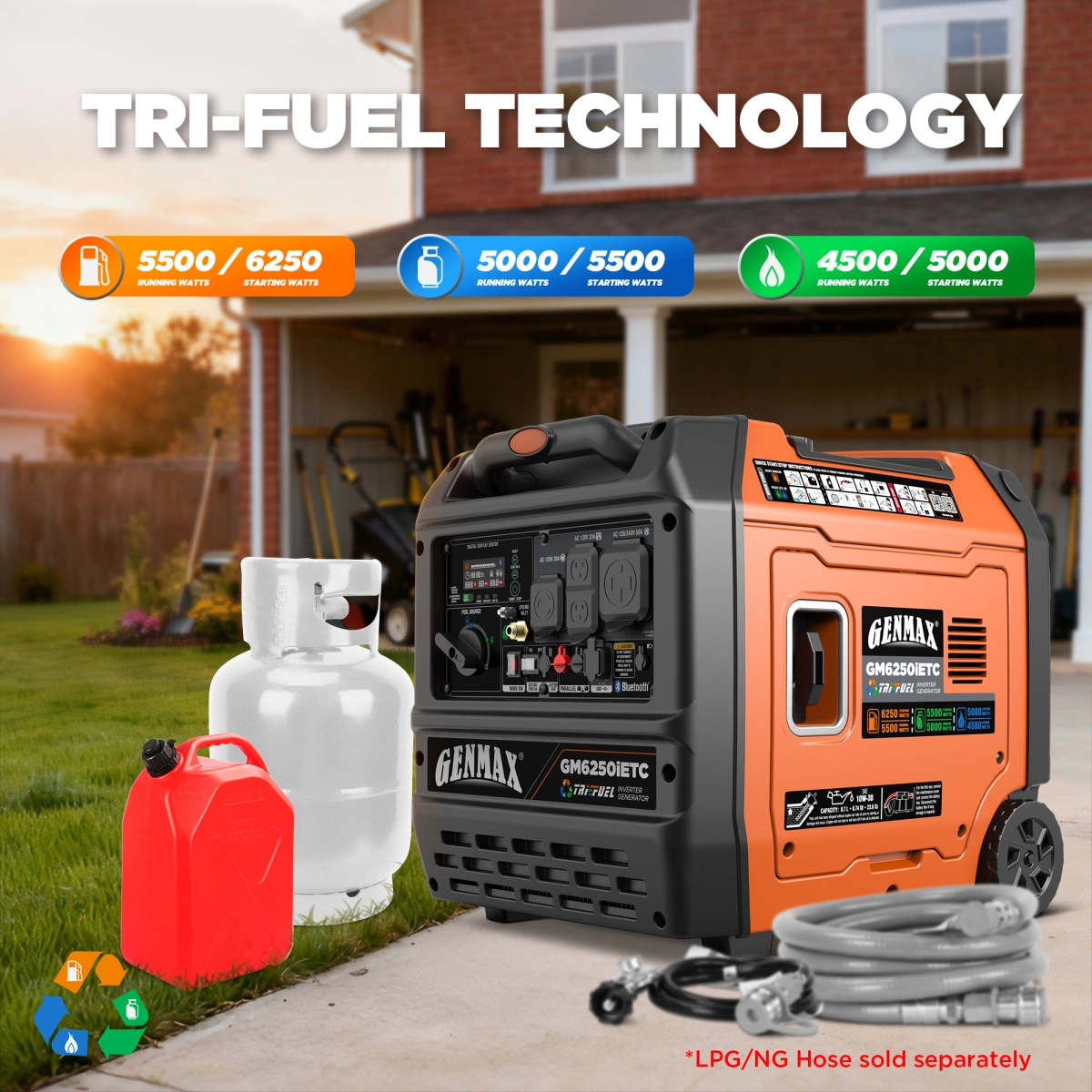 GENMAX GM6250iET 6250w Tri-Fuel Silent Inverter Generator (2026