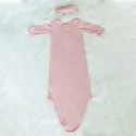 Pink Gown Knotted Newborn with Headband baby girl