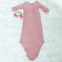 Newborn Baby Sleeper Gown Knotted Gown Baby Girl Pajamas with headband