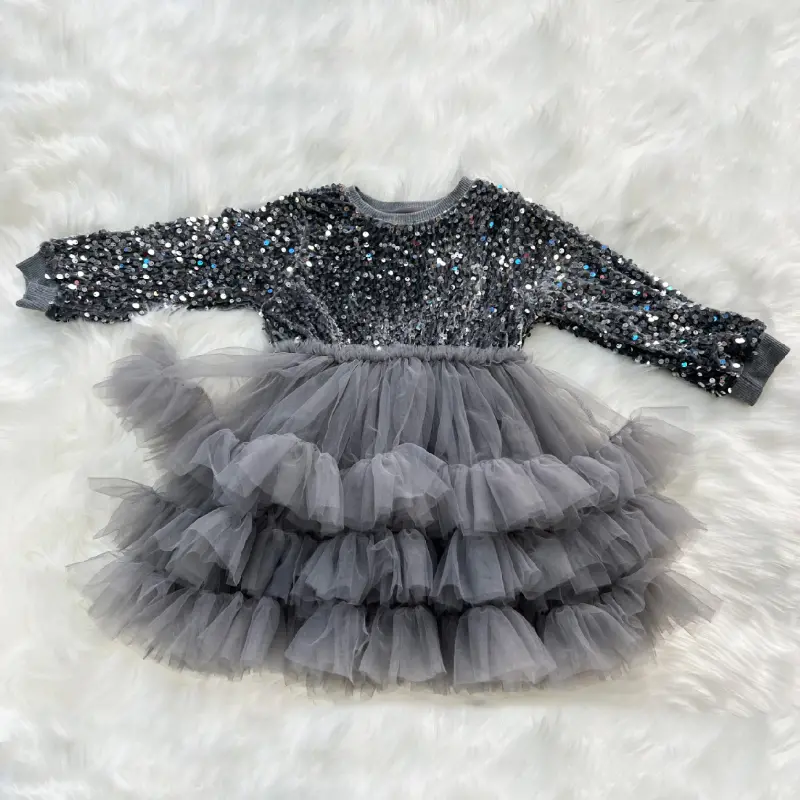 Baby Girls Sequin Girl Dress Toddler Princess Tulle Tutu skirt (4)