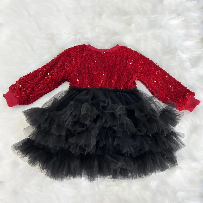 Baby Girls Sequined Flower Girl Dress Toddler Princess Tulle Tutu Pageant Ball Gowns (3)