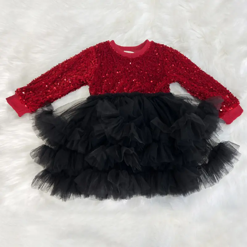 Baby Girls Sequined Flower Girl Dress Toddler Princess Tulle Tutu Pageant Ball Gowns (1)
