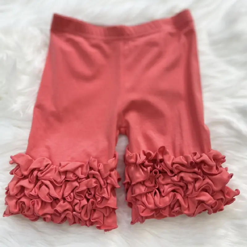 baby Little Girls Solid Ruffles Cotton Shorts Pants (3)