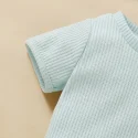 Factory custom High quality cotton waffle fabric headband tee shorts 3pcs baby girl summer clothes sets (6)