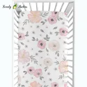 Custom Baby muslin Floral print crib sheet bamboo fitted baby crib sheets