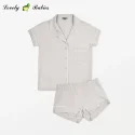 Custom logos silk pajamas ladies night two pieces sleepwear