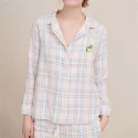 100% organic cotton plaid sleepwear for women