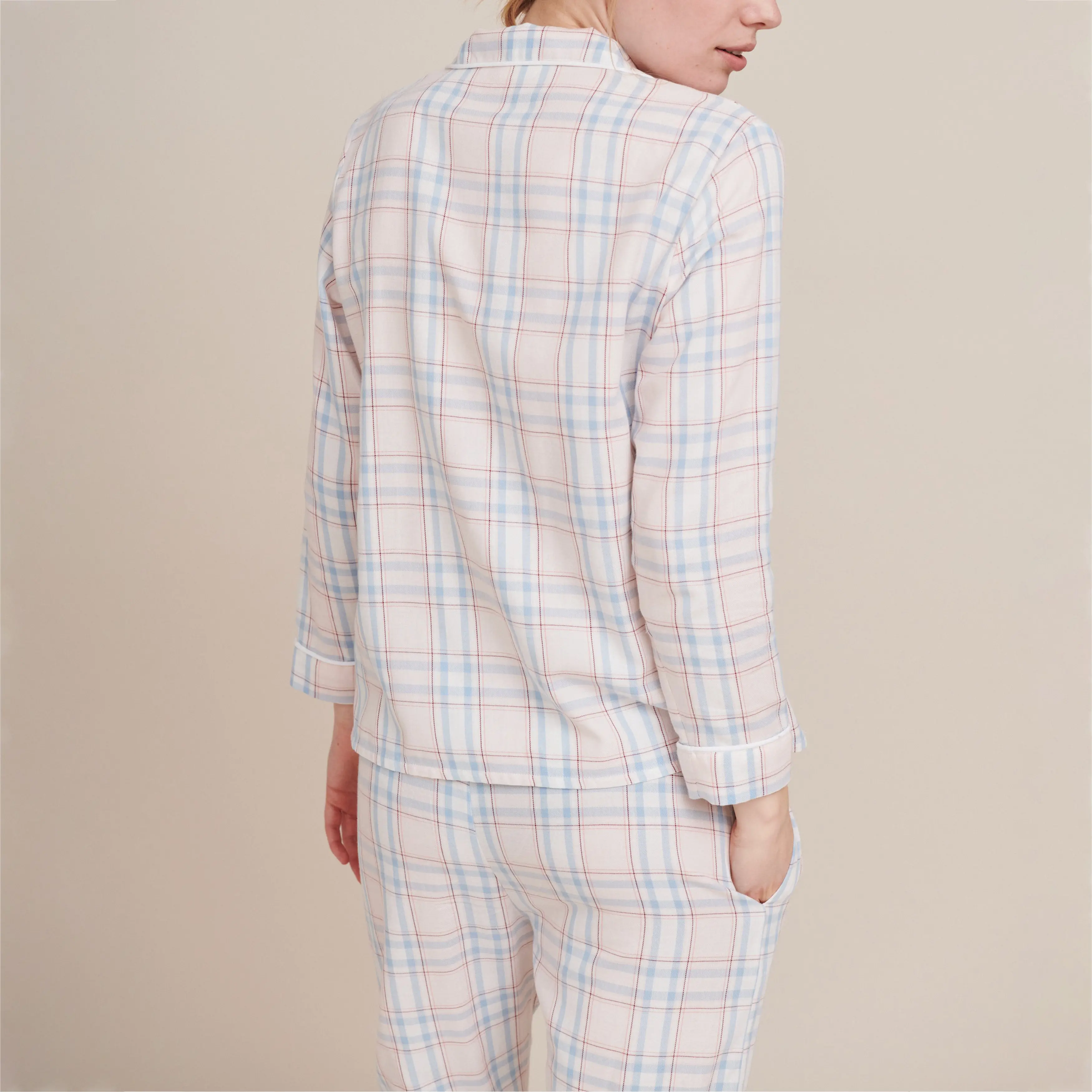 100% organic cotton plaid sleepwear for women
