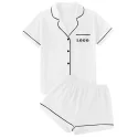 Custom women white sleepwear pjs sets