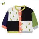 Lambswool Check kids color block Cardigan