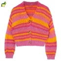 Custom 100% acrylic Kids girls Stripe Chenille Cardigan