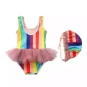 OEM Swimwear Rainbow One Piece Kids Girls Swimsuits