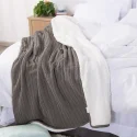 Grey knitted sherpa twin blanket (10)