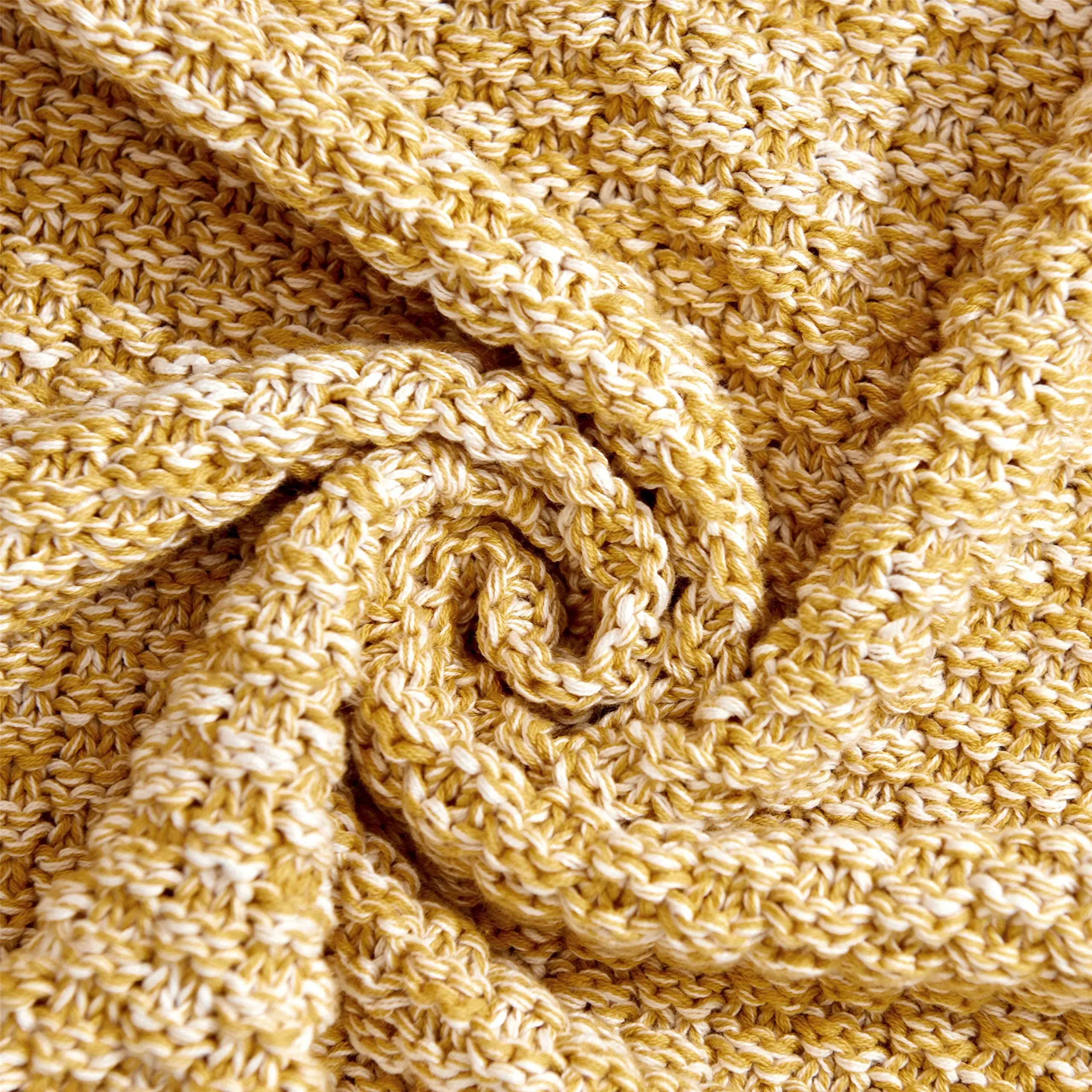 Yellow Knitted Throw Blanket (3)