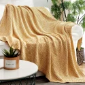 Yellow Knitted Throw Blanket (9)