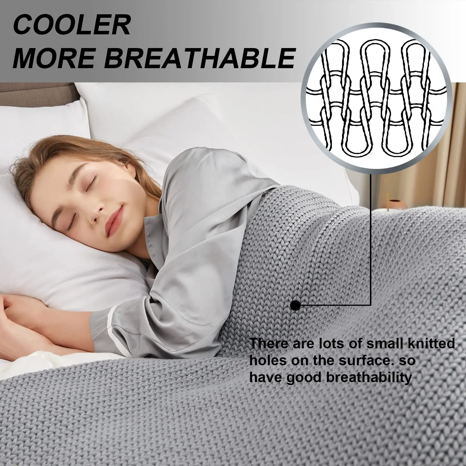 Grey knitted weighted blanket (4)