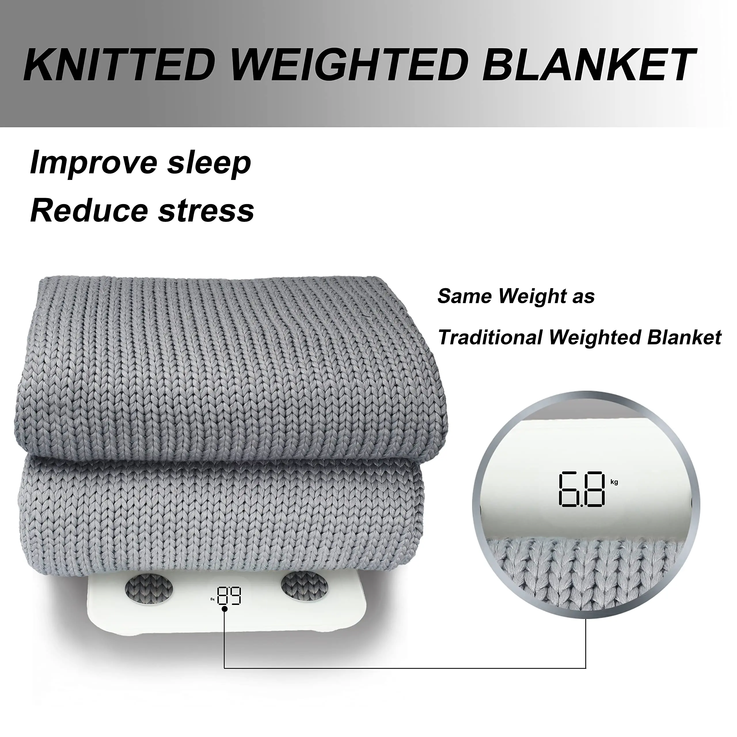 Grey knitted weighted blanket (3)