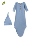 Wholesale Newborn Baby Knotted Gown Sleeping Bag with Hat private label