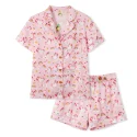 Custom Pajamas Soft Women's Short Sleeve Button Sleepwear Shorts PJ Set factory wholesale