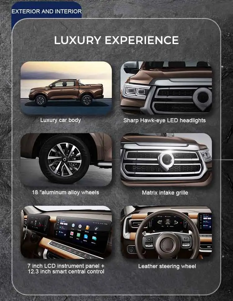 LUXURY EXPERIENCE Luxury car body 18 "aluminum alloy wheels 7 inch LCD instrument panel +12.3 inch smart central control Sharp Hawk-eye LED headlights Matrix intake grille 9Leather steering wheel