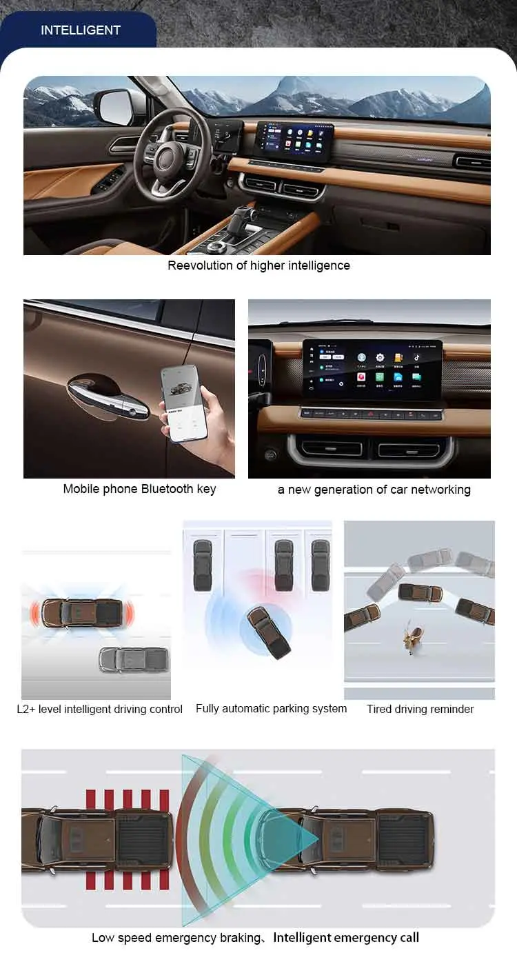INTELLIGENT Reevolution of higher intelligence Mobile phone Bluetooth key a new generation of car networking Fully automatic parking system L2- level intelligent driving control Tired driving reminder Low speed emergency braking, Intelligent emergency call