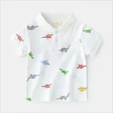 11.2Dinosaur Print Lapel Cotton Short Sleeve POLO Shirt for Kids