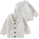 V-neck Long-sleeve Knit Cardigans Cotton Baby Jacket
