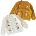 Girls Floral Embroidery Cotton Knitted Sweaters